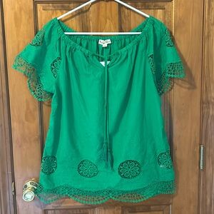 Indigo Rose Crochet Detail Top